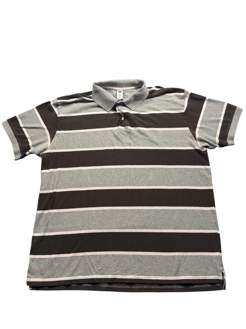 GAP XXL Men’s 100% Cotton Gray Brown Striped Polo Preppy Golf Casual
